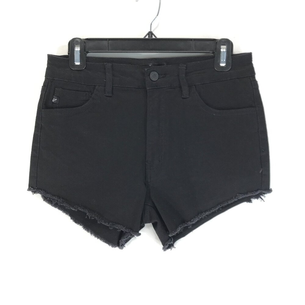 NEW KanCan High Waisted Cutoff Denim Shorts Women's Size 9/28 Black Raw Hem